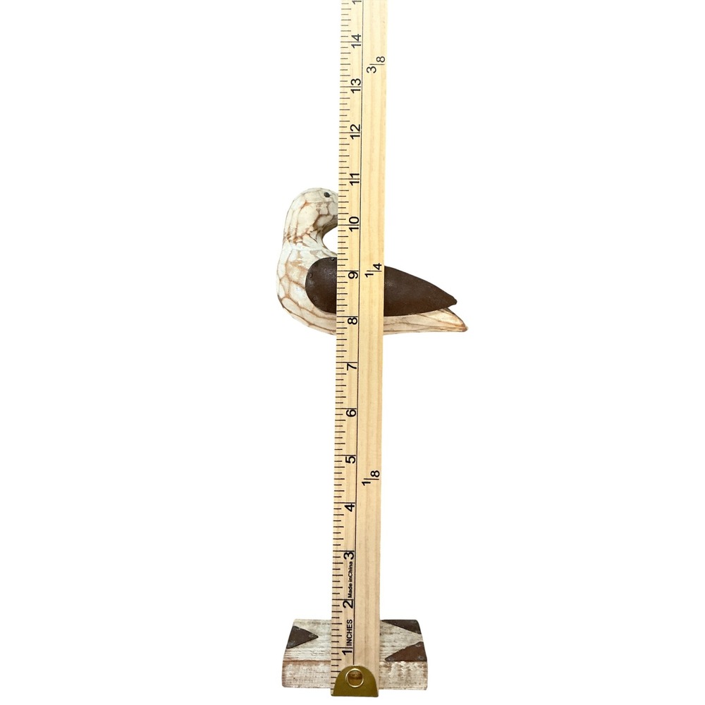 Vintage 1990s Wooden Shorebird Decoy Rustic Coastal Bird Figurine 11.5" Tall - Picture 2 of 11